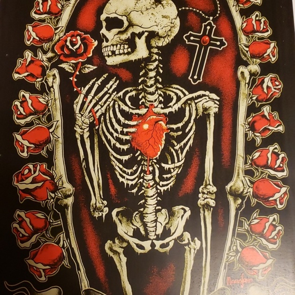 Too Fast Corazon Atormeutada Skeleton Roses 11"x17" Tattoo Lithograph Art Print - Picture 4 of 5